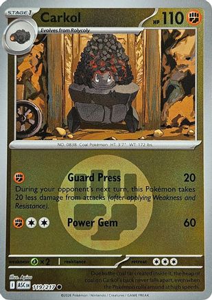 Carkol (Energy Symbol Pattern) (119) Reverse Holofoil [ME Ascended Heroes] Pokemon Single Pokémon