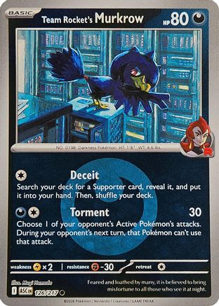 Team Rocket's Murkrow (Energy Symbol Pattern) (126) Reverse Holofoil [ME Ascended Heroes] Pokemon Single Pokémon