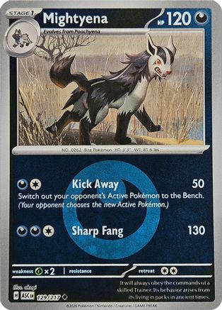 Mightyena - 129/217 (Energy Symbol Pattern) Reverse Holofoil [ME Ascended Heroes] Pokemon Single Pokémon