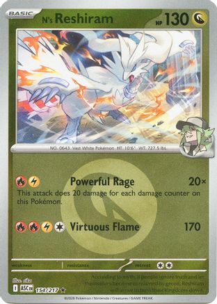 N's Reshiram (Energy Symbol Pattern) (154) Reverse Holofoil [ME Ascended Heroes] Pokemon Single Pokémon