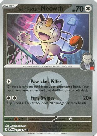 Team Rocket's Meowth (Energy Symbol Pattern) (161) Reverse Holofoil [ME Ascended Heroes] Pokemon Single Pokémon
