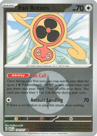 Fan Rotom - 171/217 (Energy Symbol Pattern) Reverse Holofoil [ME Ascended Heroes] Pokemon Single Pokémon