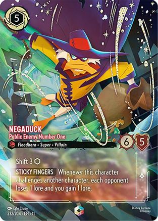 Negaduck - Public Enemy Number One (Enchanted) (232/204) [Winterspell] Holofoil Lorcana Single Disney