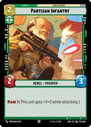 Partisan Infantry (154/264) [A Lawless Time] Star Wars: Unlimited Single Disney