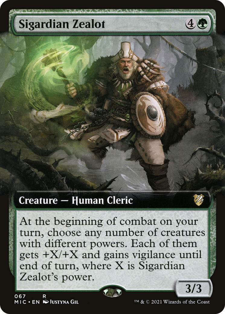 Sigardian Zealot (MIC-067) [Midnight Hunt Commander] (Extended Art) MTG Single Wizards of the Coast