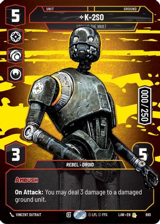 K-2S0 - Locking the Vault (Serialized) (880) [A Lawless Time] Foil Star Wars: Unlimited Single Disney