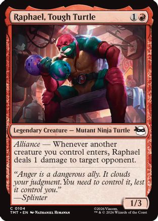 Raphael, Tough Turtle (TMT-104) [Teenage Mutant Ninja Turtles] Foil MTG Single Wizards of the Coast