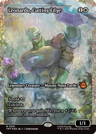 Leonardo, Cutting Edge (Fracture Foil) (TMT-291) [Teenage Mutant Ninja Turtles] Foil MTG Single Wizards of the Coast