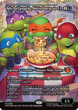 Michelangelo, Weirdness to 11 (Fracture Foil) (TMT-298) [Teenage Mutant Ninja Turtles] Foil MTG Single Wizards of the Coast