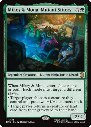 Mikey & Mona, Mutant Sitters (TMC-125) [Commander: Teenage Mutant Ninja Turtles] MTG Single Wizards of the Coast
