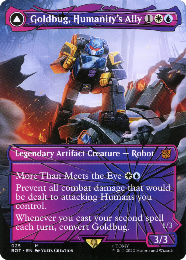 Goldbug, Humanity's Ally (Shattered Glass) (BOT-025) [Transformers] (Borderless) MTG Single Wizards of the Coast