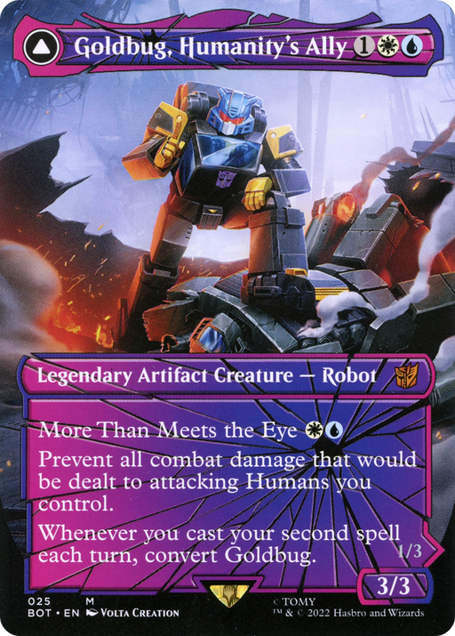 Goldbug, Humanity's Ally (Shattered Glass) (BOT-025) [Transformers] (Borderless) MTG Single Wizards of the Coast