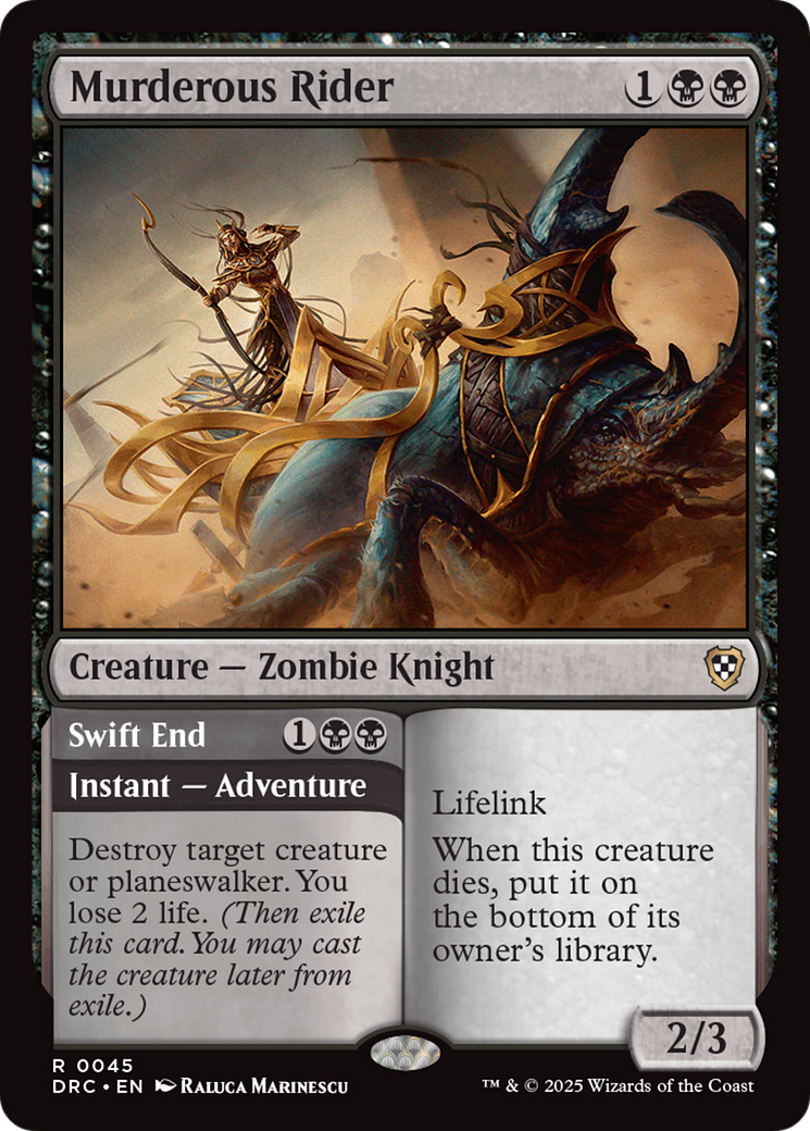 Murderous Rider // Swift End (DRC-045) [Aetherdrift Commander] MTG Single Wizards of the Coast
