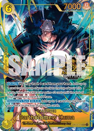 Bartholomew Kuma (Japanese Version 3rd Anniversary Set) (OP12-119) [One Piece Promotion Cards] Foil One Piece Single Bandai