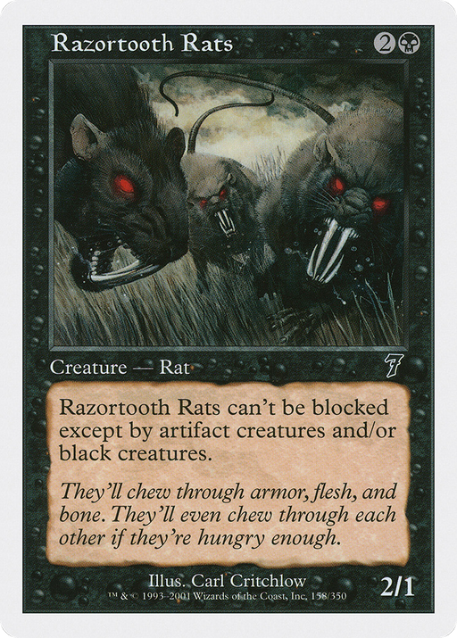 Razortooth Rats (7ED-158) [7th Edition] Foil MTG Single Wizards of the Coast