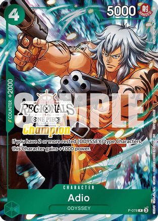 Adio (Offline Regional Champion Card Set 2025 Vol.1) (P-078) [One Piece Promotion Cards] Foil One Piece Single Bandai