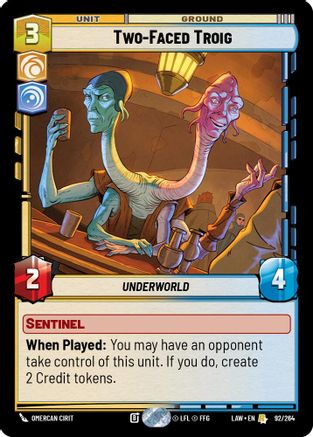 Two-Faced Troig (92/264) [A Lawless Time] Star Wars: Unlimited Single Disney
