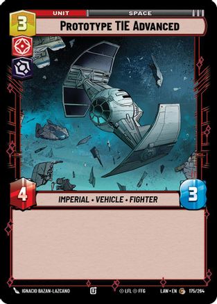 Prototype TIE Advanced (175/264) [A Lawless Time] Star Wars: Unlimited Single Disney