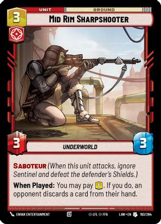 Mid Rim Sharpshooter (193/264) [A Lawless Time] Star Wars: Unlimited Single Disney