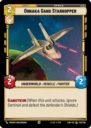 Ohnaka Gang Starhopper (230/264) [A Lawless Time] Star Wars: Unlimited Single Disney