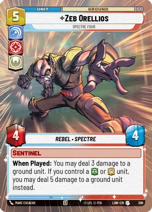 Zeb Orellios - Spectre Four (Hyperspace) (309) [A Lawless Time] Star Wars: Unlimited Single Disney