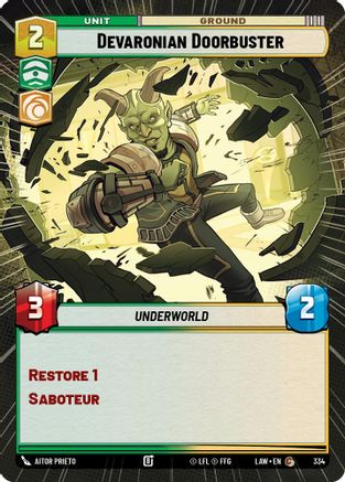 Devaronian Doorbuster (Hyperspace) (334) [A Lawless Time] Star Wars: Unlimited Single Disney