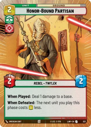 Honor-Bound Partisan (Hyperspace) (322) [A Lawless Time] Star Wars: Unlimited Single Disney