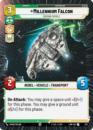 Millennium Falcon - Dodging Patrols (Hyperspace) (332) [A Lawless Time] Star Wars: Unlimited Single Disney