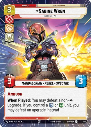 Sabine Wren - Spectre Five (Hyperspace) (342) [A Lawless Time] Star Wars: Unlimited Single Disney