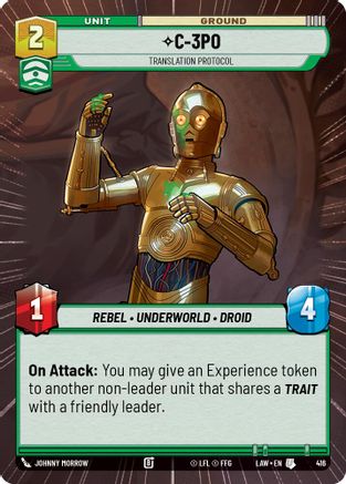 C-3PO - Translation Protocol (Hyperspace) (416) [A Lawless Time] Star Wars: Unlimited Single Disney