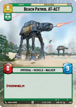 Beach Patrol AT-ACT (Hyperspace) (426) [A Lawless Time] Star Wars: Unlimited Single Disney