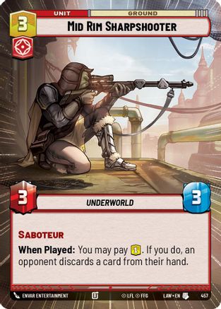 Mid Rim Sharpshooter (Hyperspace) (457) [A Lawless Time] Star Wars: Unlimited Single Disney