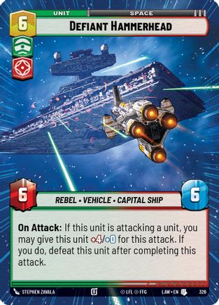 Defiant Hammerhead (Hyperspace) (326) [A Lawless Time] Star Wars: Unlimited Single Disney