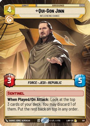 Qui-Gon Jinn - Influencing Chance (Hyperspace) (501) [A Lawless Time] Star Wars: Unlimited Single Disney