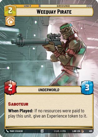 Weequay Pirate (Hyperspace) (495) [A Lawless Time] Star Wars: Unlimited Single Disney