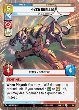 Zeb Orellios - Spectre Four (Hyperspace Foil) (547) [A Lawless Time] Foil Star Wars: Unlimited Single Disney