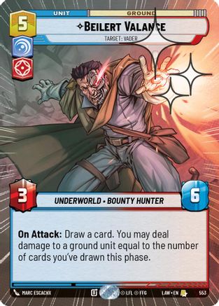Beilert Valance - Target: Vader (Hyperspace Foil) (553) [A Lawless Time] Foil Star Wars: Unlimited Single Disney