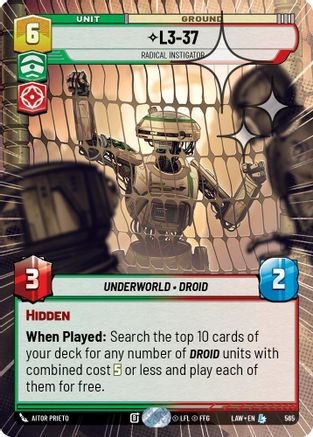 L3-37 - Radical Instigator (Hyperspace Foil) (565) [A Lawless Time] Foil Star Wars: Unlimited Single Disney