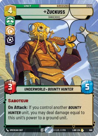 Zuckuss - Dangerous (Hyperspace Foil) (566) [A Lawless Time] Foil Star Wars: Unlimited Single Disney
