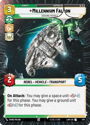 Millennium Falcon - Dodging Patrols (Hyperspace Foil) (570) [A Lawless Time] Foil Star Wars: Unlimited Single Disney