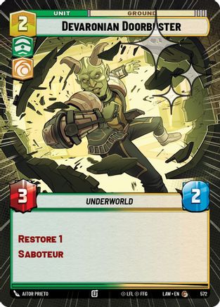 Devaronian Doorbuster (Hyperspace Foil) (572) [A Lawless Time] Foil Star Wars: Unlimited Single Disney
