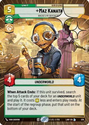 Maz Kanata - Where's My Boyfriend? (Hyperspace Foil) (576) [A Lawless Time] Foil Star Wars: Unlimited Single Disney
