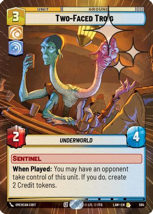 Two-Faced Troig (Hyperspace Foil) (594) [A Lawless Time] Foil Star Wars: Unlimited Single Disney