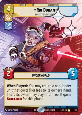 Rio Durant - Beckett's Right Hands (Hyperspace Foil) (595) [A Lawless Time] Foil Star Wars: Unlimited Single Disney