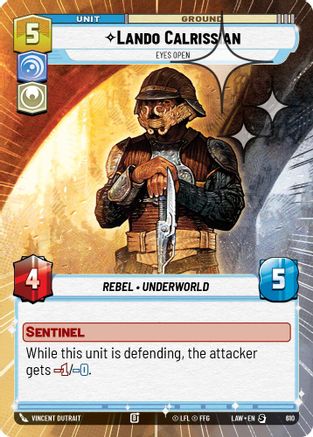Lando Calrissian - Eyes Open (Hyperspace Foil) (610) [A Lawless Time] Foil Star Wars: Unlimited Single Disney