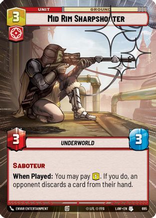 Mid Rim Sharpshooter (Hyperspace Foil) (695) [A Lawless Time] Foil Star Wars: Unlimited Single Disney