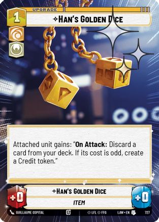 Han's Golden Dice (Hyperspace Foil) (727) [A Lawless Time] Foil Star Wars: Unlimited Single Disney