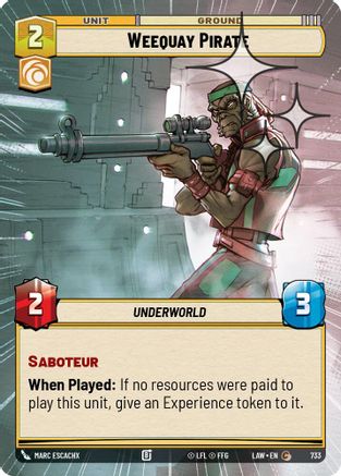 Weequay Pirate (Hyperspace Foil) (733) [A Lawless Time] Foil Star Wars: Unlimited Single Disney