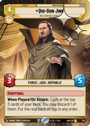 Qui-Gon Jinn - Influencing Chance (Hyperspace Foil) (739) [A Lawless Time] Foil Star Wars: Unlimited Single Disney