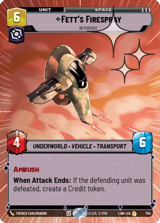 Fett's Firespray - In Pursuit (Hyperspace Foil) (754) [A Lawless Time] Foil Star Wars: Unlimited Single Disney